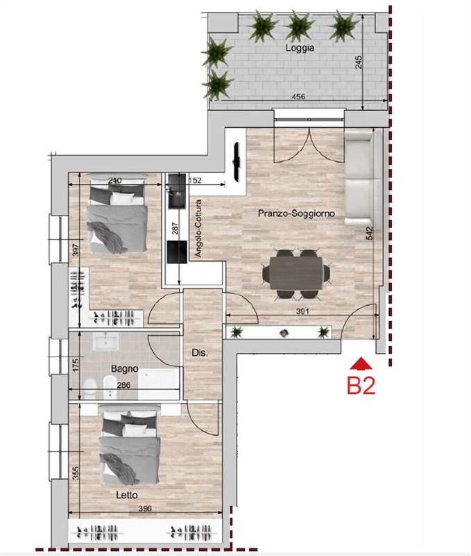 Appartamento B2 - piano primo