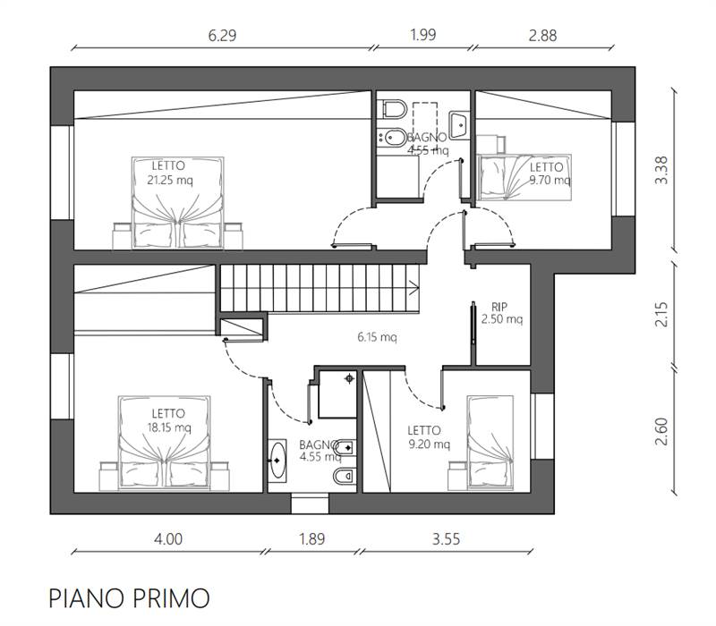 piano primo villa 1-3
